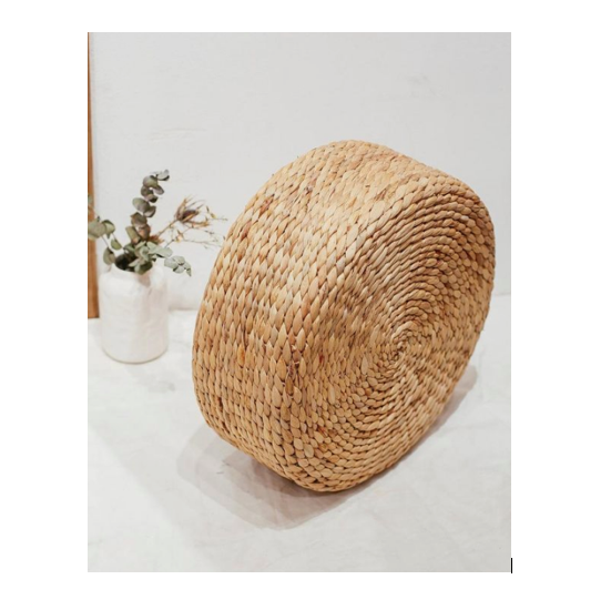 Round Water Hyacinth Woven Ottoman