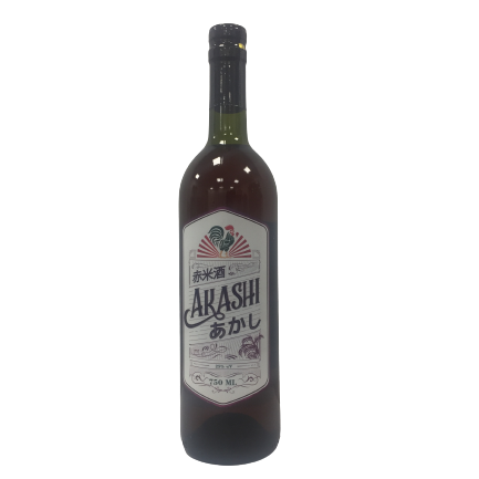 Rice wine AKASHI black sticky rice liqour 750ml black wine glass