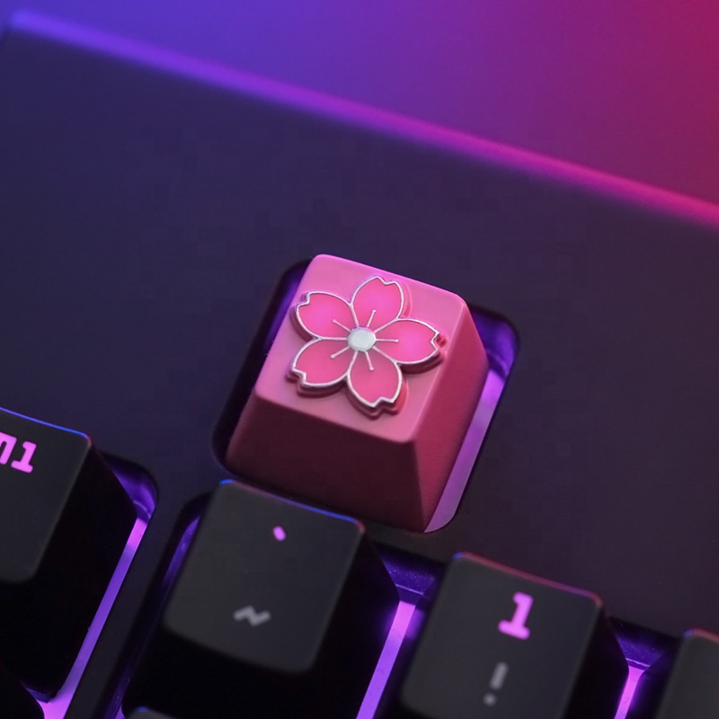 2021 Dropshipping Custom Artisan Resin ESC Cool Keycap for Mechanical Keyboard R4 Height Stereoscopic Relief Cherry blossoms