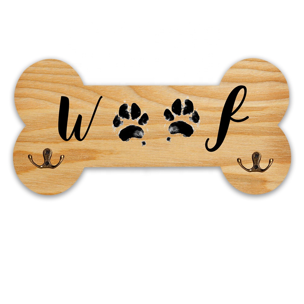Dog Leash Hanger Bone Shape Wooden Lead Holder Puppy Gift Dog Wall Hook Wardrobe Collar Harness Clothes Coat Hanger
