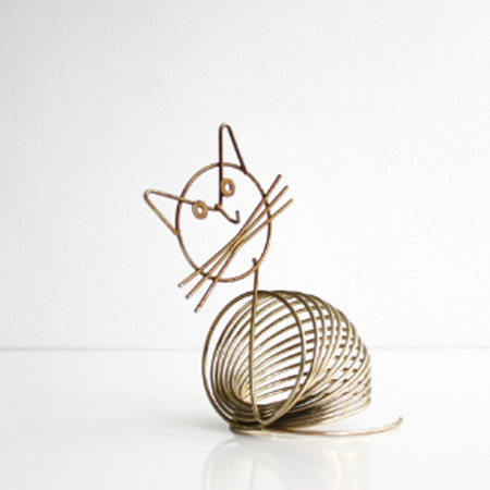 Metal Iron Wire Gold Cat Letter Holder Desk Rack