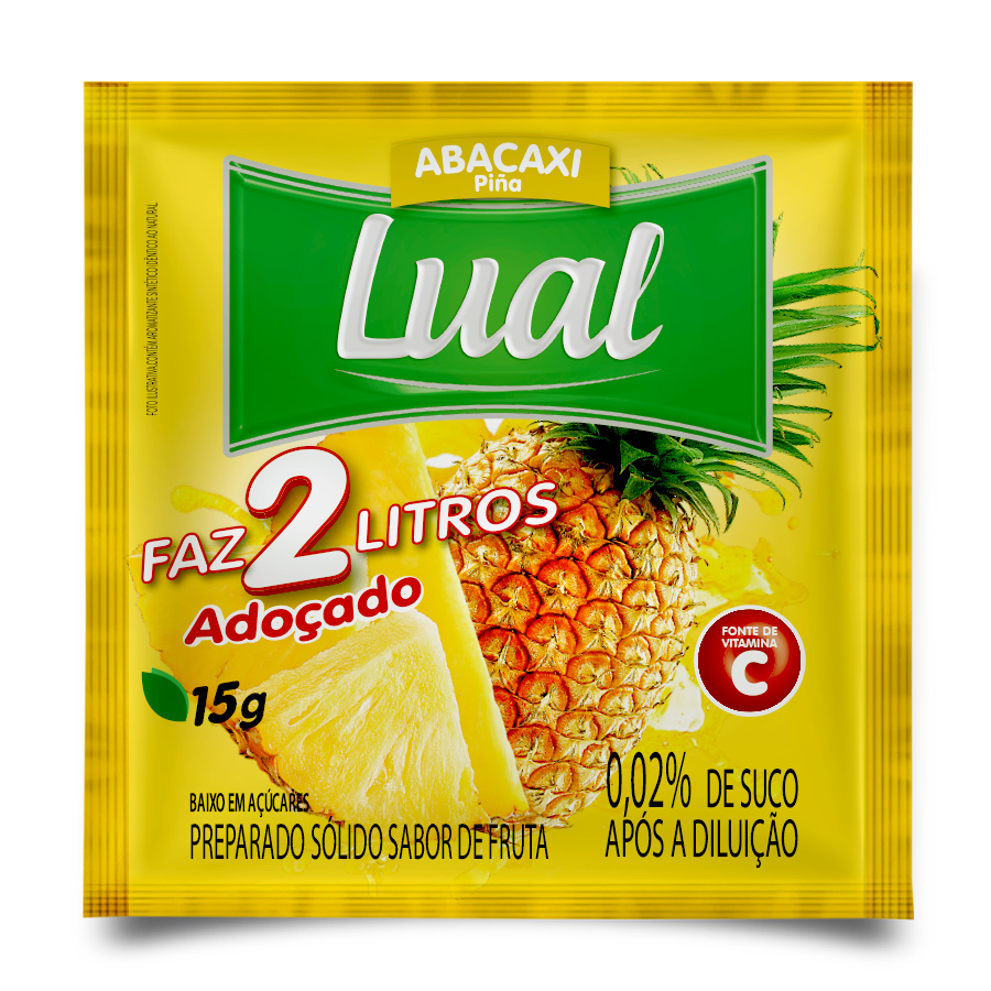 Порошок Lual, сок, апельсиновая клубника, виноград, страсти, фрукты, коктейли, ананас, сок, порошок 15 г, 2 литра, богатый витамином С