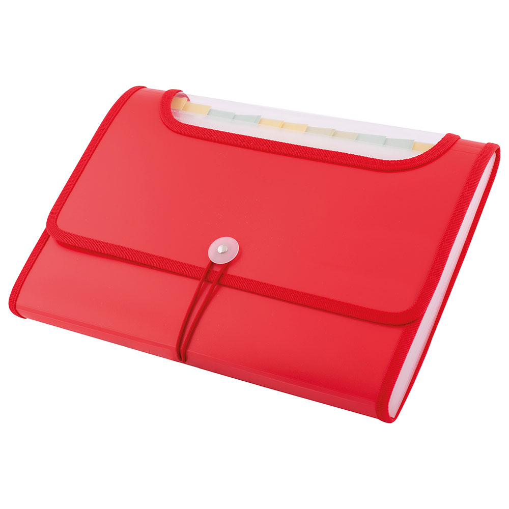 EXPANDING FILE BAG D.RECT 5590 A4 RED 12-P Expanding Organizer File Folder, Letter Size - RED