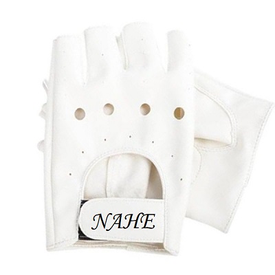 100% Real White Leather Weightlifting Leather Material Half Finger Gloves, Good for Gym Exercise