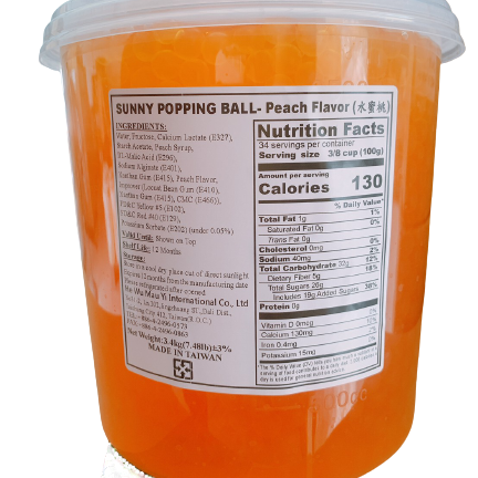 Hot Sale Bubble Tea Wholesale Taiwan Peach Popping Boba Juice Ball
