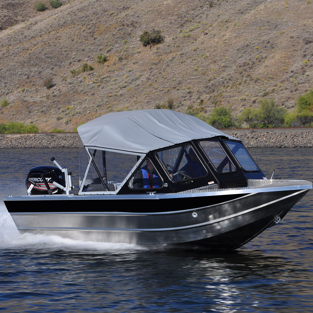 Soft Top All Weld Aluminum Electric Sport Fishing Boat with forward mounted windshield