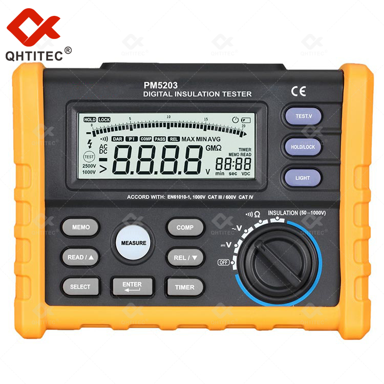 Цифровой тестер сопротивления изоляции QHTITEC PM5203, аналоговый дисплей с подсветкой, 1000 В, Megohm метр