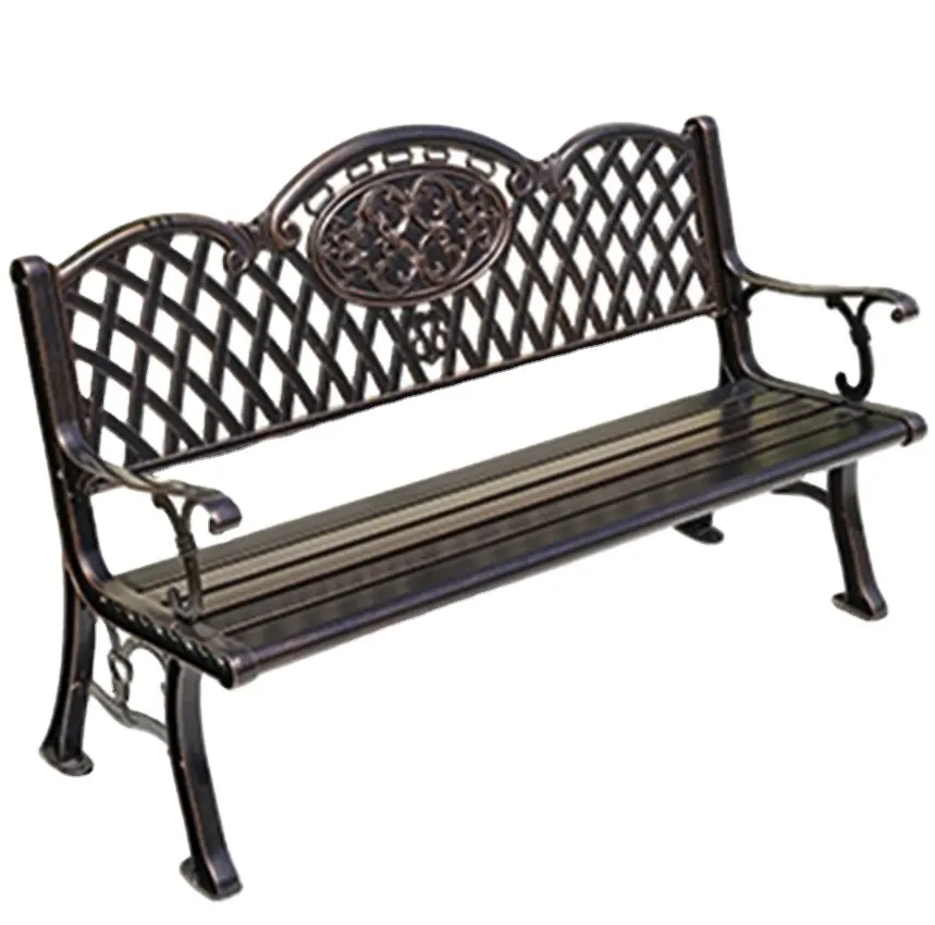 Modern leisure garden die cast metal outdoor commercial comfort bench park cast aluminum bench leg die cast aluminum bench