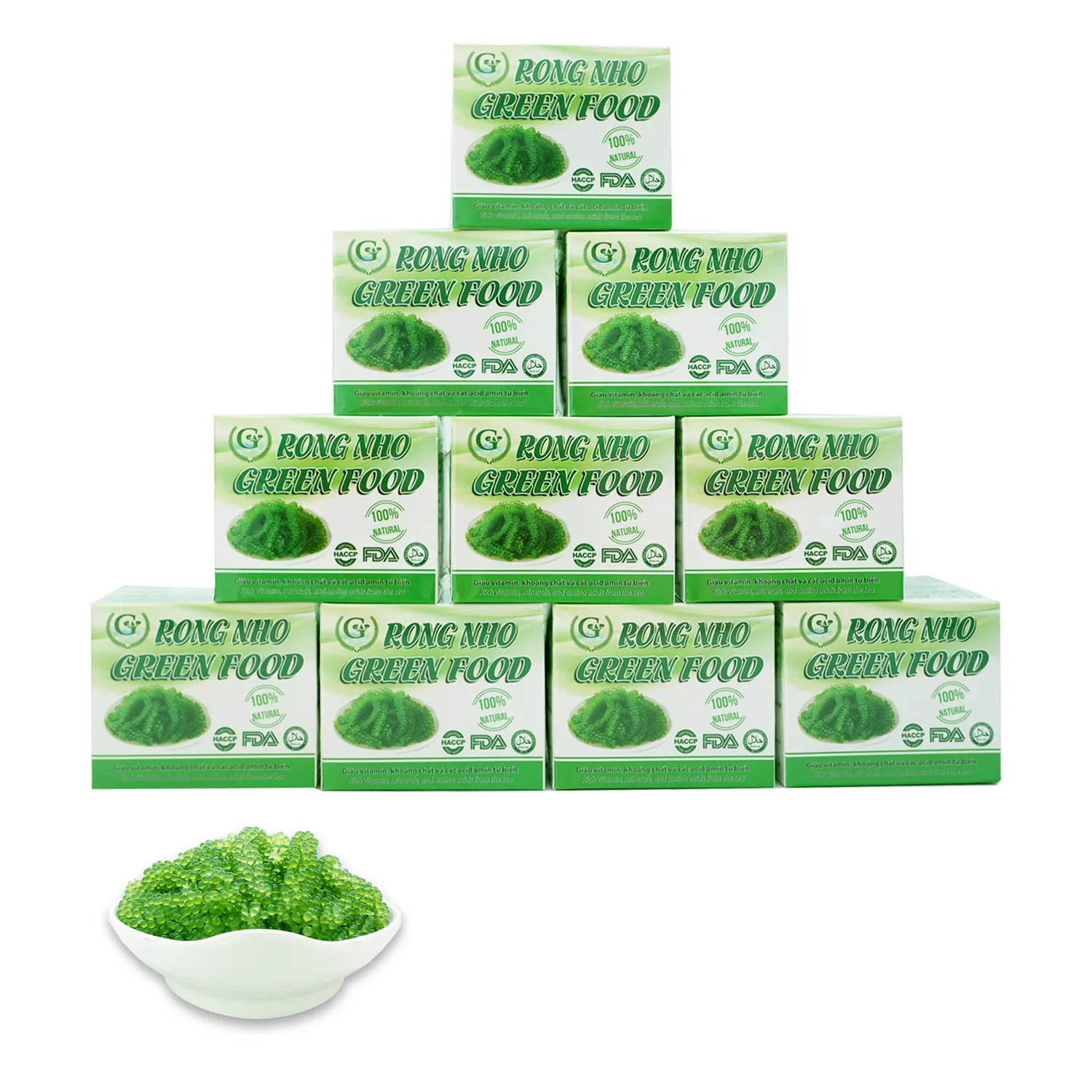GCAP Brand Green Food Dried Seasoned Organic Salted Sea Grapes Seaweed 200 Grams From Viet Nam