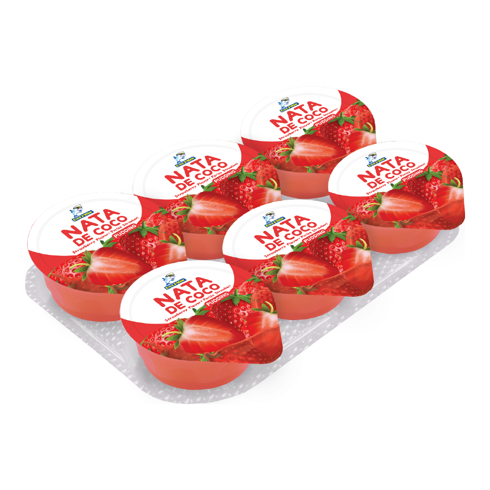 Клубничный пудинг 6 чашек с Nata De Coco 85 г [Captain Dolphin]
