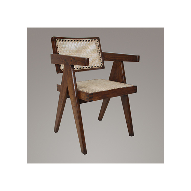Реплика современного дизайна Le Corbusier Pierre Jeanneret твердый Тиковый стул для гостиной/офисное кресло