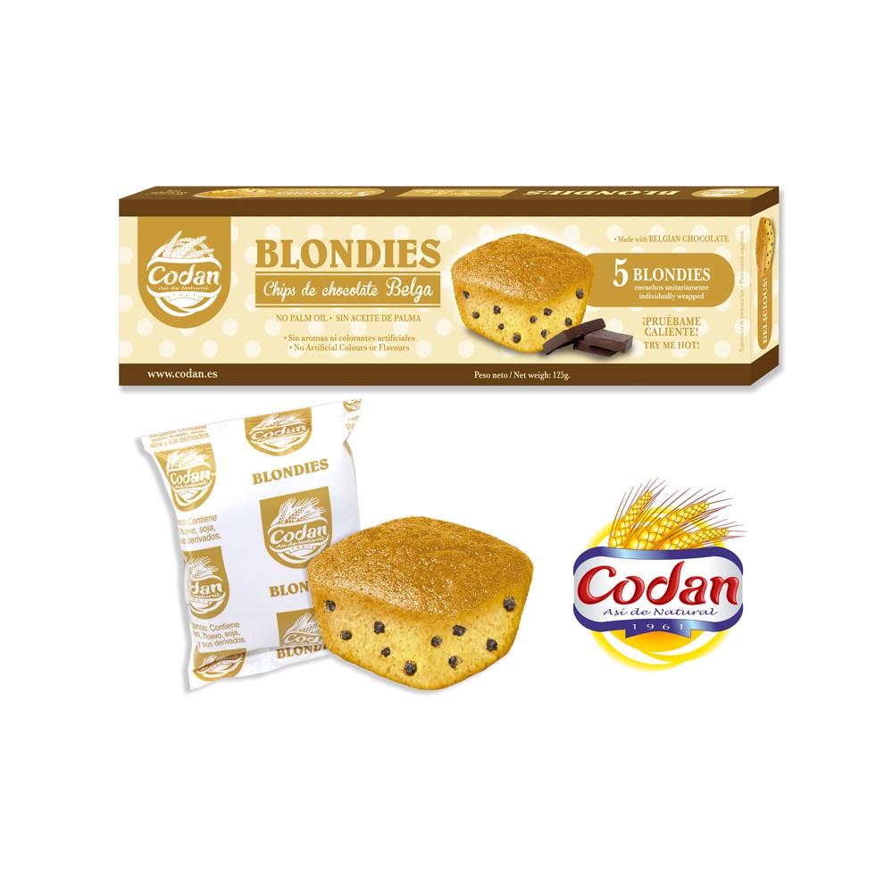 "BLONDIES" - Delicious and tender biscuits made with Belgian chocolate chips