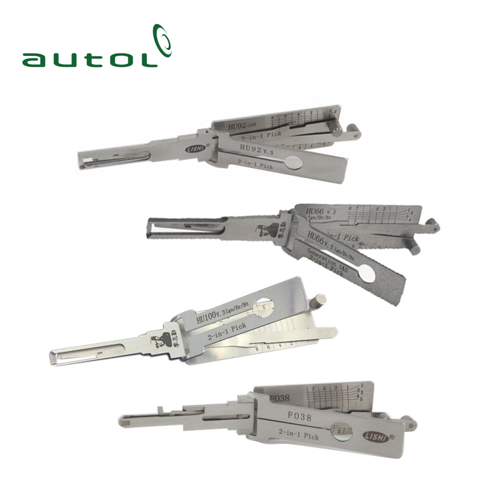 (10 шт./лот) Lishi 2in1 HU66, HU92. HU100, HU100R, HU101, HON66, GM39, FO38, VA2T, SIP22 декодер от слесаря поставщика
