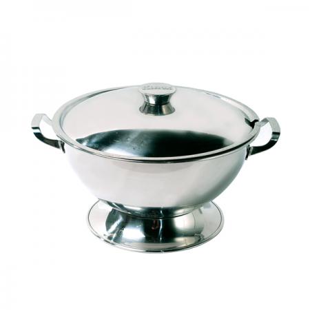 Stainless Steel Metal Serving Bowl Soup Tureen Pot With Lid