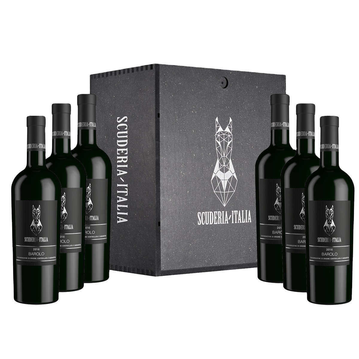 Престижное итальянское красное вино BAROLO DOCG 2016 0.75L 14,5% Scuderia Italia в деревянной коробке