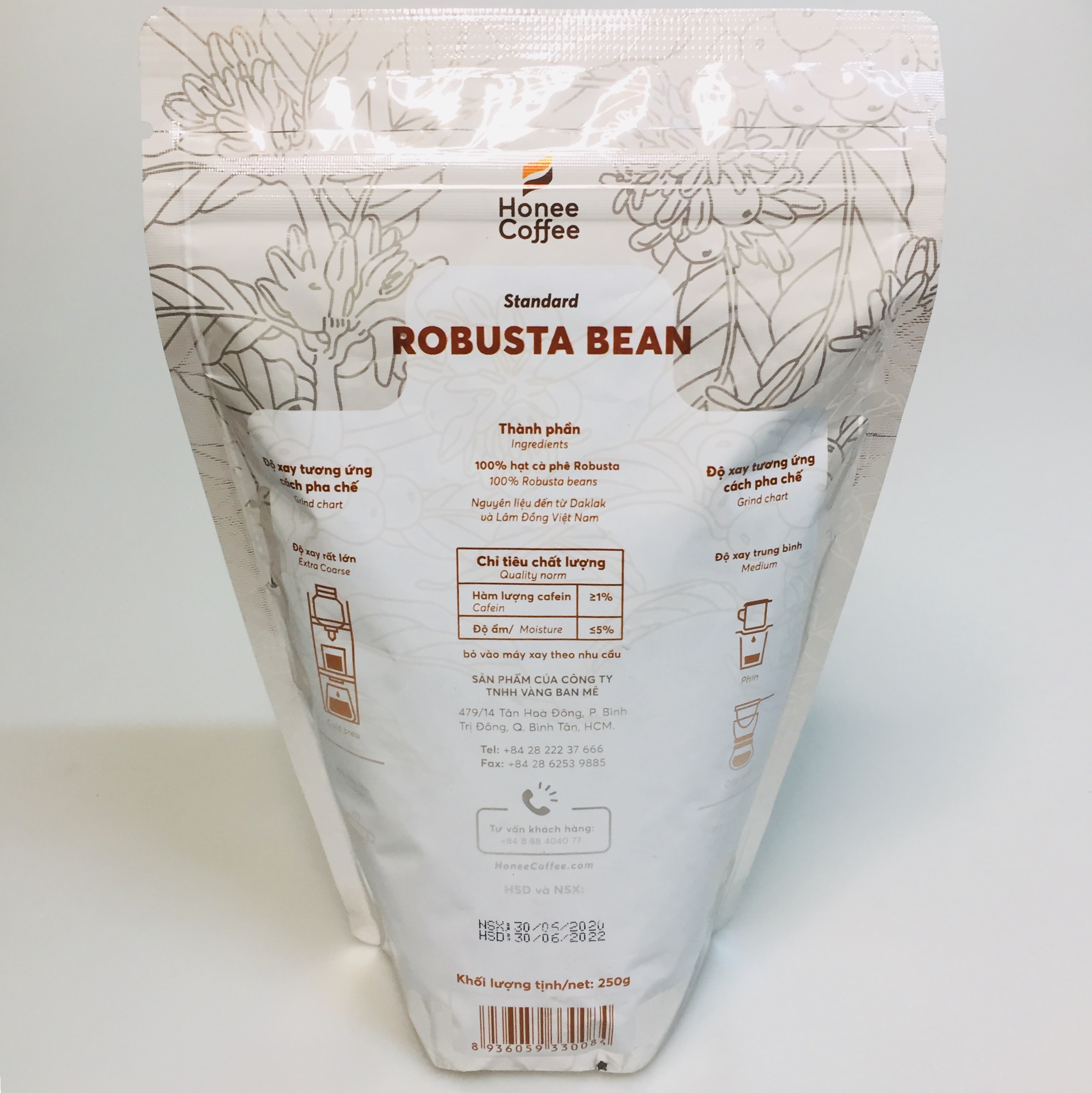 Honee кофе-средний Жаркое Robusta кофе 250 г с высоким качеством Вьетнам одного происхождения Новый 2020
