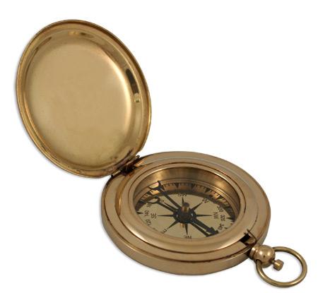 Brass Compass, Vintage Style Pocket Compass with Lid, Nautical Style Compass