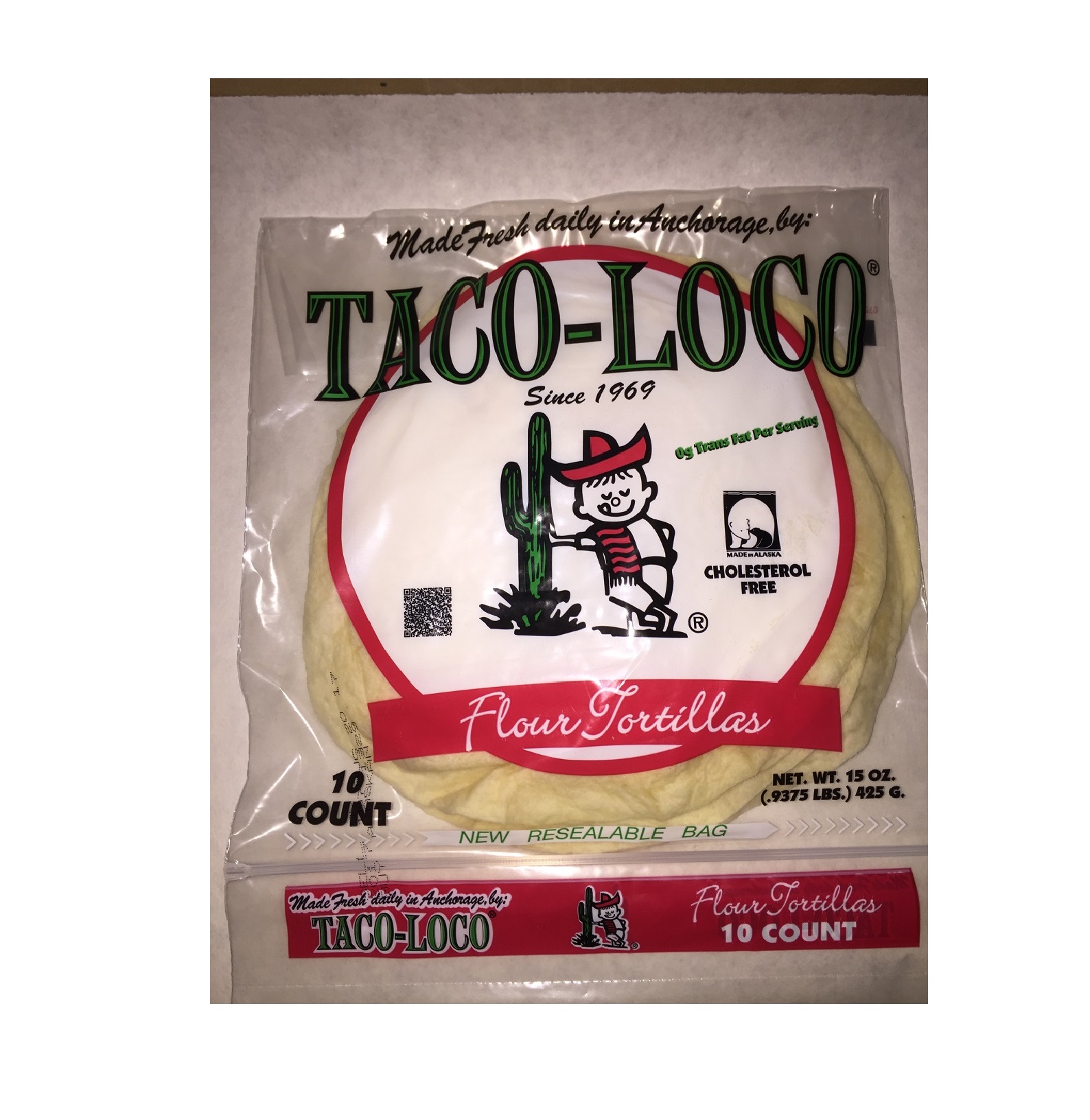 8" Flour Taco Loco Medium Tortillas Model Number 7820311122