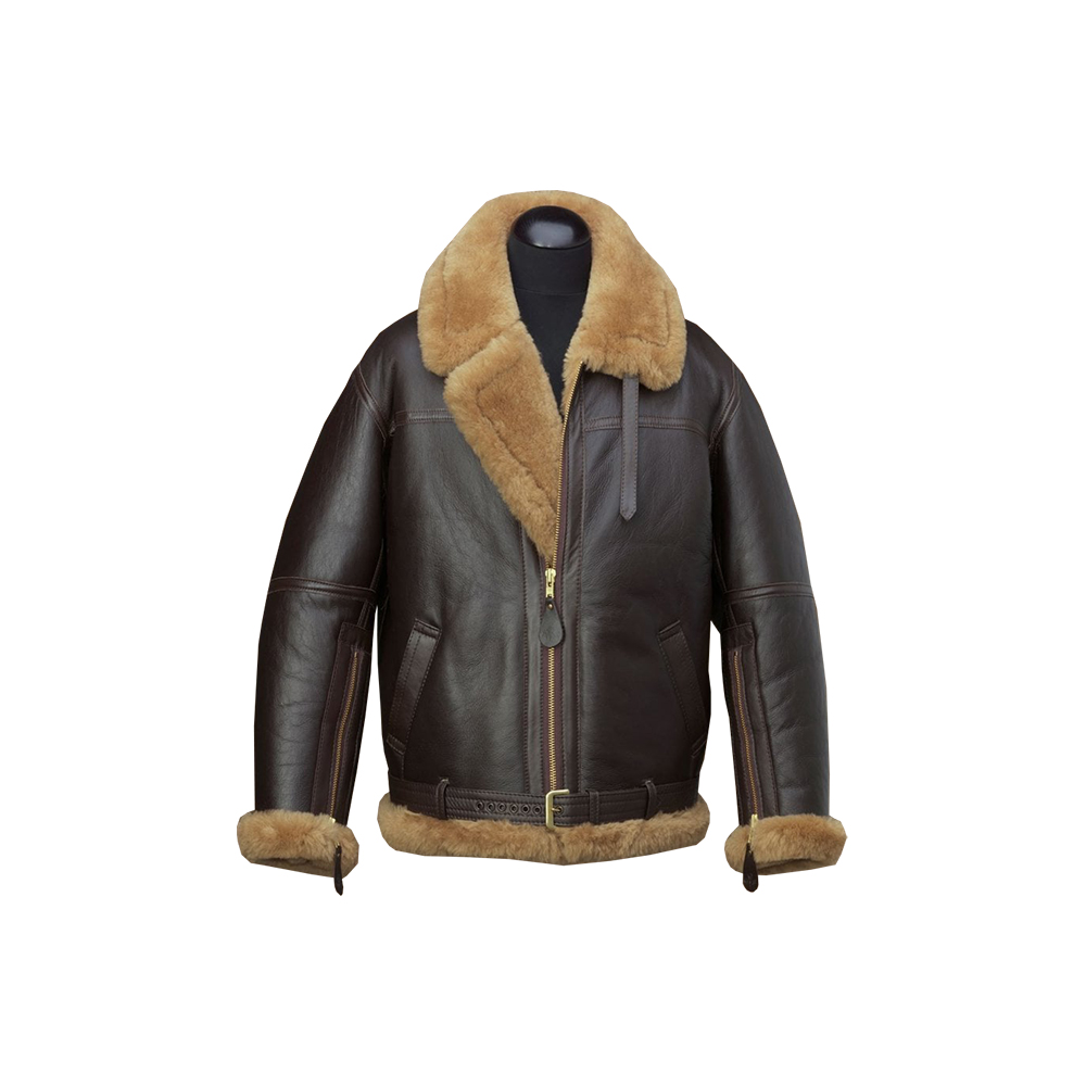 Мужская куртка из овчины FCJ061Bomber/темно-коричневая куртка из натуральной овечьей кожи