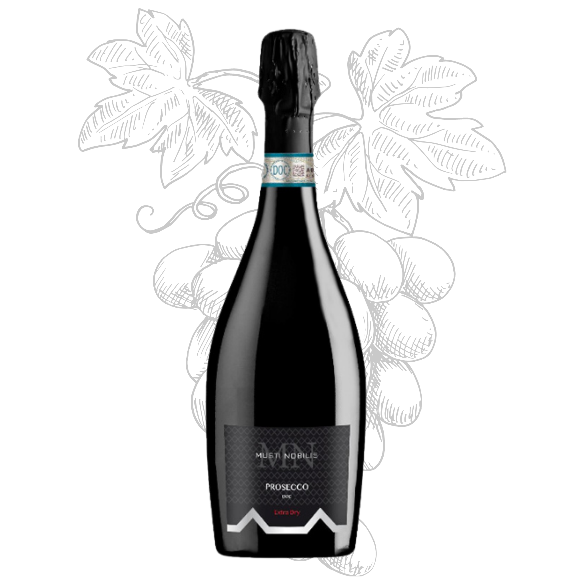 Premium Italian Prosecco DOC Extra Dry Millesimato Sparkling WIne - Musti Nobilis - bottles 750 ml alcohol 11% for export