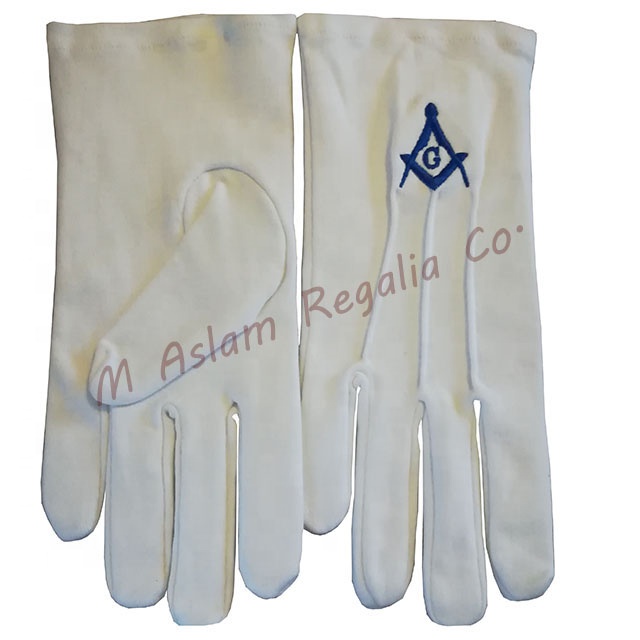 Masonic Past Master white cotton Gloves