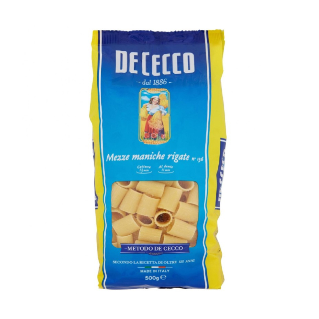 Макарон Cecco mezze maniche, Сделано в Италии, 500 г, доступны все форматы