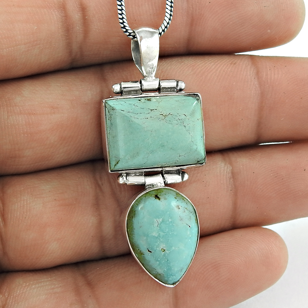 Sky blue turquoise gemstone handmade pendants 925 sterling silver jewelry wholesale price silver pendants suppliers