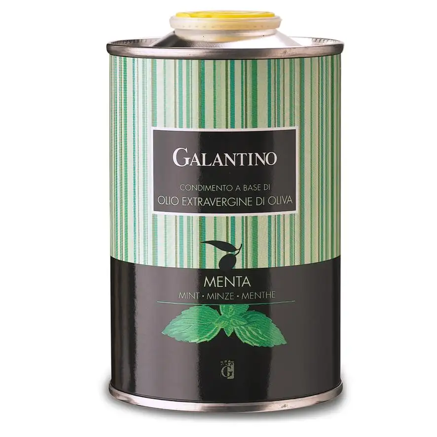 Natural Flavored Extra Virgin Olive Oil And Mint Tin 250 Galantino for dressing and cooking 250ml Italy
