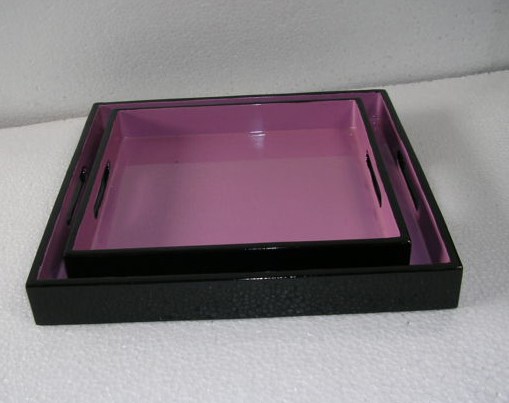Set of 2 square lacquer trays, Vietnam handicrafts, for home-decor, tableware, houseware, kitchenware.