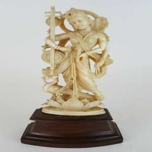 Elegante estatua de deidad hindú Saraswati hecha a mano, diseño de arquitecto indio tradicional para uso en templos de interior y jardín - Product Image 2