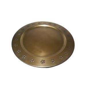 Plato Base Decorativo para Eventos de Boda y Hoteles, Plato Base de Metal para Servir Alimentos con Acabado Plateado Antiguo - Product Image 4