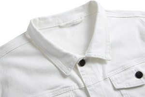 Chaqueta Vaquera de Diseño con Parches de Dos Colores para Hombre, Chaqueta Vaquera de Trabajo Vintage Rasgada Negra Personalizada al por Mayor - Product Image 4