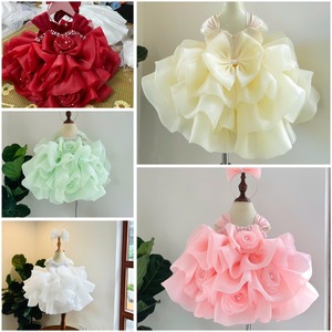Trẻ Em Độc Đáo Hoa Vải Tuyn Bóng Gown Ngọc Trai Prom Công Chúa Ăn Mặc Hiệu Suất Sinh Nhật Wedding Party Puffy Dresses Làm Việt Nam - Product Image 3
