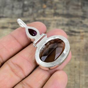 Pendentif améthyste topaze fumée 925 argent Sterling fait à la main bijoux pierre de naissance cadeau de décembre pendentif pour tous - Product Image 4