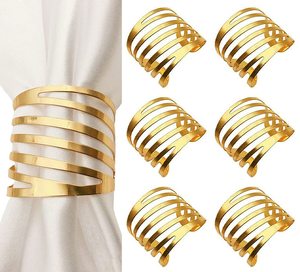 Anneaux de serviette en acier inoxydable de haute qualité plaqué or Design simple pour les banquets de mariage et les fêtes de luxe - Product Image 2