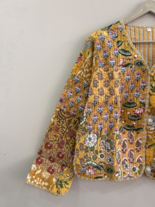 Chaqueta de Algodón Acolchada con Estampado Floral, Abrigo Reversible Estilo Bohemio - Product Image 3