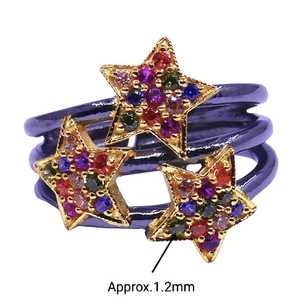 Bague étoile classique en argent sterling 925 plaqué or style multicolore - Product Image 2