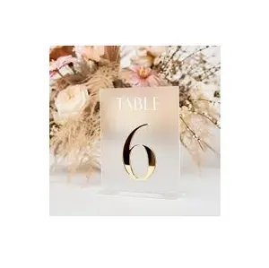 Frosted Acrylic Stand with golden Mirror Acrylic with Base Handmade wedding decoration birthday decoration Table Sign place Card