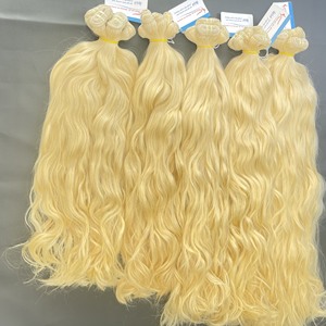 Extensions de cheveux vierges vietnamiens 100% double drawn, ondulés naturels, couleur blonde, en trame - Product Image 1