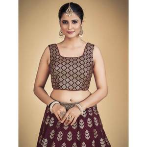 Maravilloso Lehenga Choli de Georgette con Lentejuelas Marrones, Ropa para Festivales y Bodas - Product Image 3