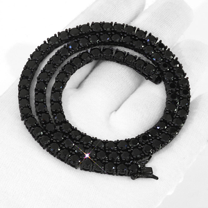 Mens 925 Silver Black Tennis Chain With Black Moissanite Diamond Luxury <b>Statement</b> Jewellery - Product Image 5
