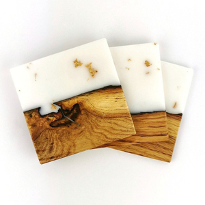 Superior Quality Wood And Resin <b>Coasters</b> With Gold Flakes Custom Square <b>Drink</b> <b>Coaster</b> Set For Home Decor Reasonable Price - Product Image 1