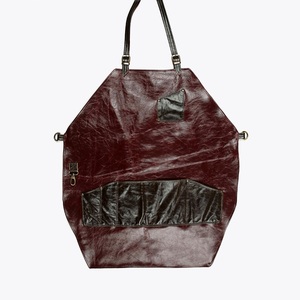 Burgundy dark red leather <b>apron</b> with contrast pockets and fabric lining premium cowhide leather <b>apron</b> comfortable work <b>apron</b> - Product Image 1