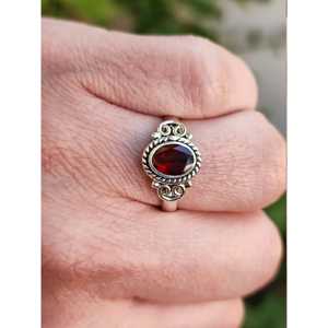 "Genuine <b>Garnet</b> Inlay Sterling <b>Silver</b> Handmade <b>Ring</b> for Women 18k Plating Gemstone Jewelry Gifts for Her" - Product Image 6