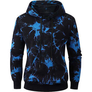 Sudadera con Capucha Azul y Negra con Estampado Casual para Hombre, Sudadera de Invierno - Product Image 1