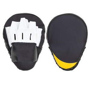 Guantes de Boxeo Negros y Amarillos de Piel Sintética con Cierre de Gancho y Bucle, Correa de Muñeca con Velcro, Unisex, Equipo de Entrenamiento de Artes Marciales y Sparring - Product Image 1