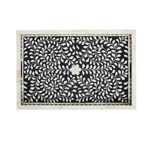 Plateau rectangulaire de service en bois fait main Standard plateau en résine incrustée d'os pour cuisine maison hôtel avec la meilleure qualité d'Inde - Product Image 4