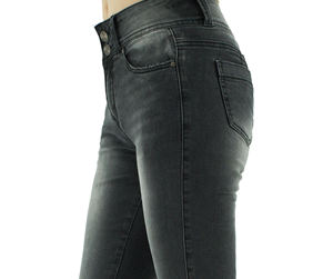 Venta al por mayor de pantalones vaqueros de cintura alta de las mujeres transpirables pantalones de mezclilla de pierna suelta con botón de decoración de verano estilo Casual - Product Image 4