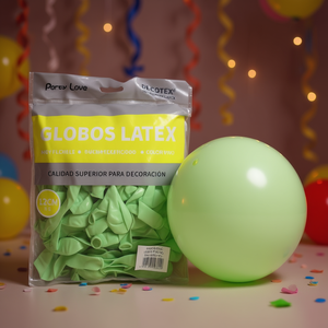 Palloncini in lattice Party Love 12 cm verde pastello, confezione da 100 pezzi, decorativi - Product Image 3