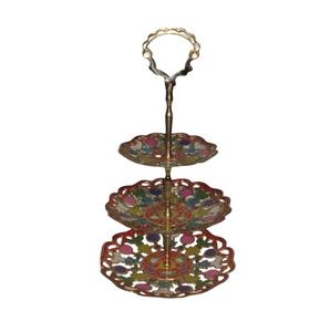 Bol à fruits en laiton à trois niveaux fait à la main de haute qualité avec une belle gravure multicolore et une finition polonaise pour une utilisation en cuisine - Product Image 1